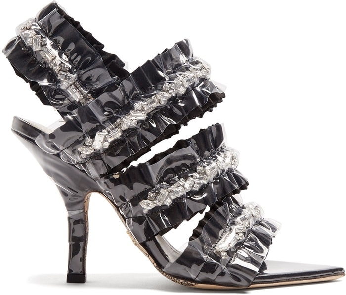 Paciotti By Midnight Crystal-embellished satin sandals