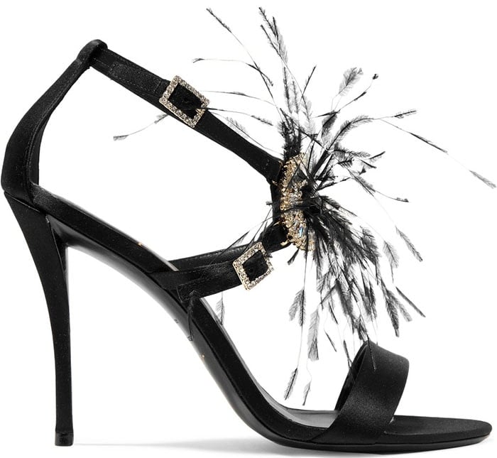 Roger Vivier "Sin" Feather and Crystal-Embellished Sandals