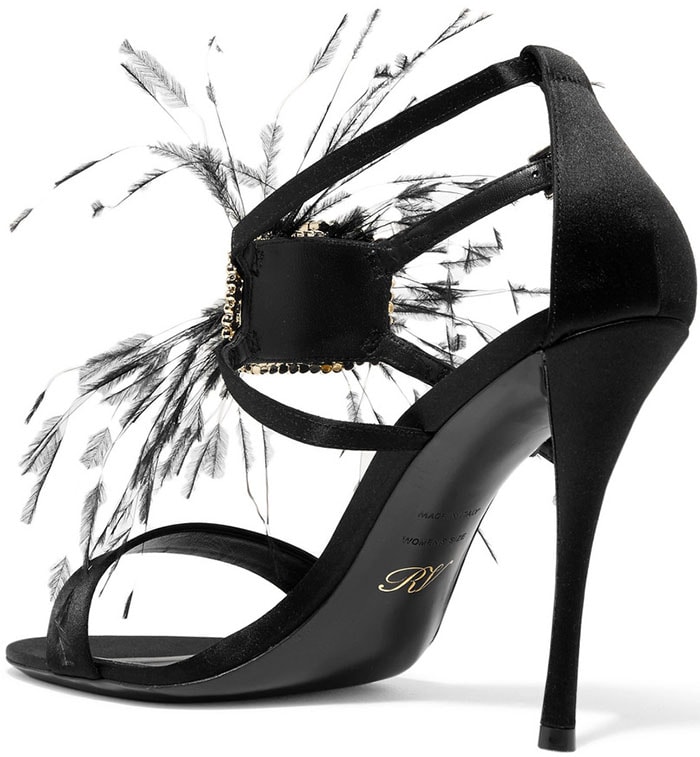 Roger Vivier "Sin" Feather and Crystal-Embellished Sandals