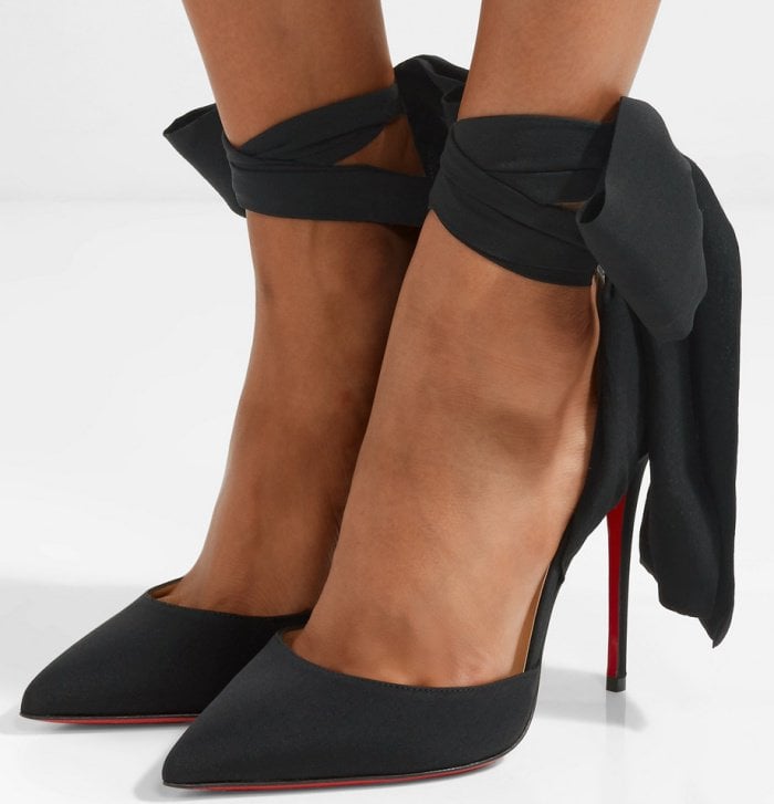 Christian Louboutin "Douce du Desert" pumps in black crepe de chine