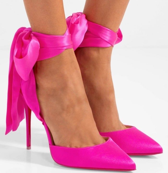 Christian Louboutin "Douce du Desert" pumps in hot pink satin-crepe