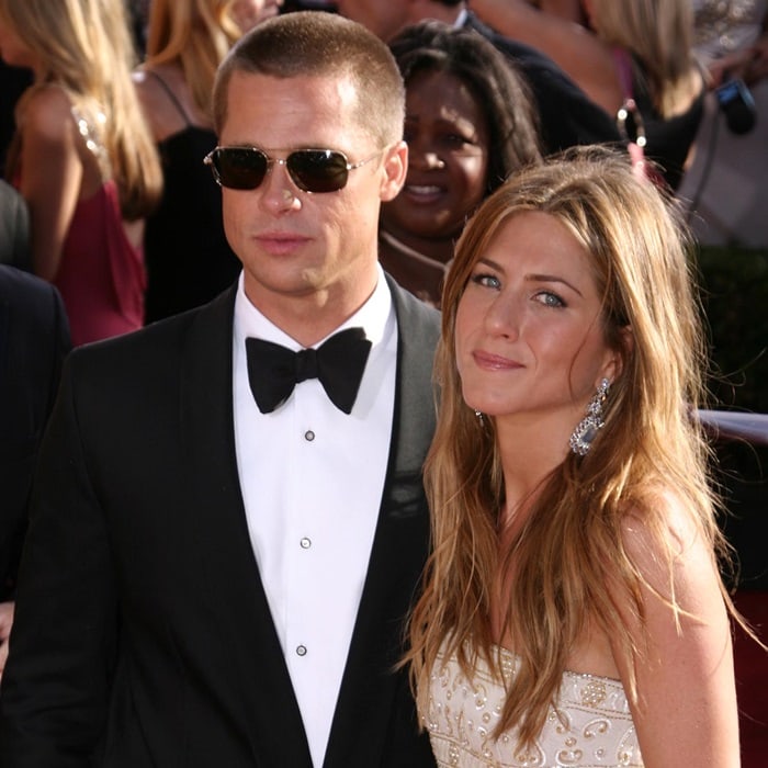 Brad Pitt and Jennifer Aniston arrive at the 56th Annual Primetime Emmy Awards