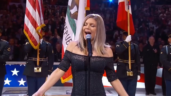 Fergie doing a sultry rendition of the US national anthem.