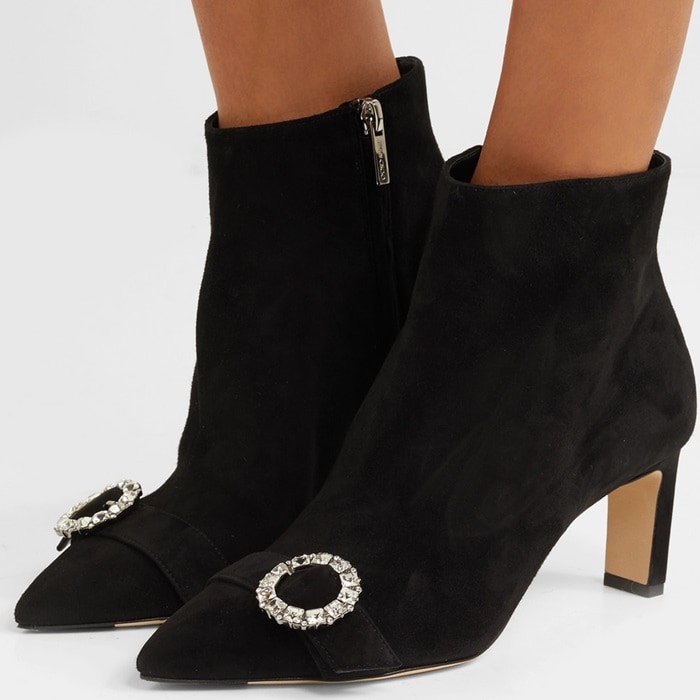 'Hanover' 65 crystal-embellished suede ankle boots