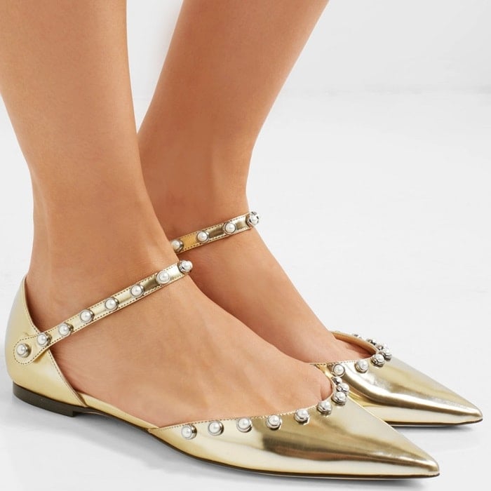 'Leema' faux pearl-embellished Cinderella flats