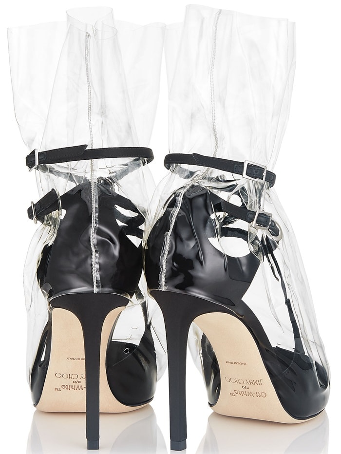 'Claire' 100 plastic bag pumps in black satin