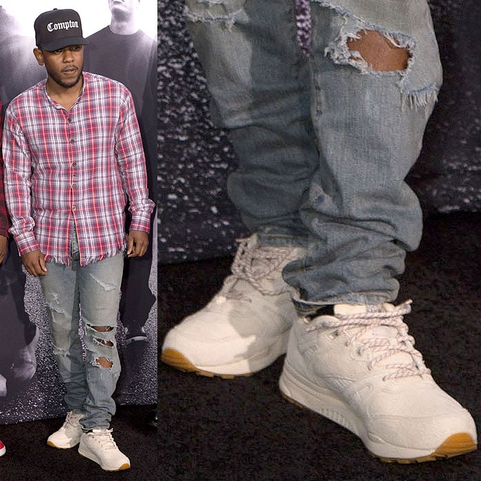 Kendrick Lamar wearing his own Kendrick Lamar x Reebok 'Ventilator' sneakers.