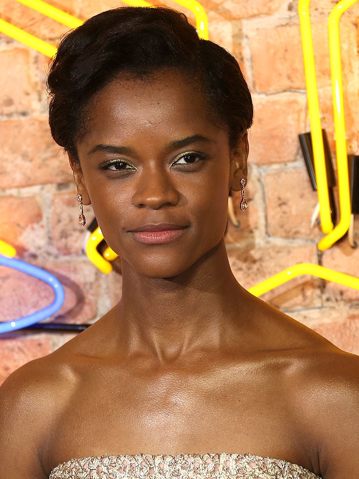 Letitia Wright at the European premiere of "Black Panther" at Eventim Apollo in London, England, on February 8, 2018.