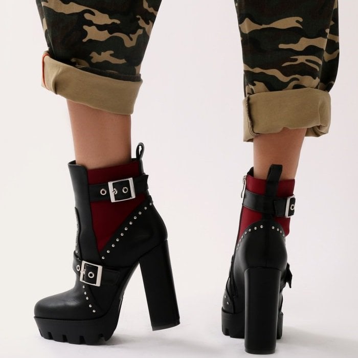 buckle platform ankle boots