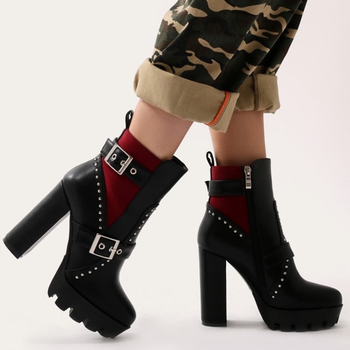 buckle platform ankle boots