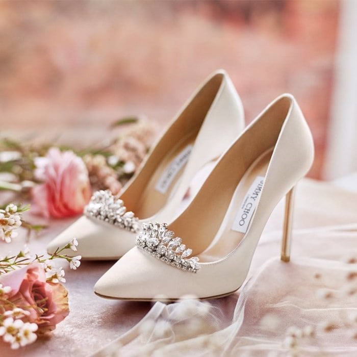 The classic 'Romy' heel has been stylishly updated for the new season in chic ivory satin