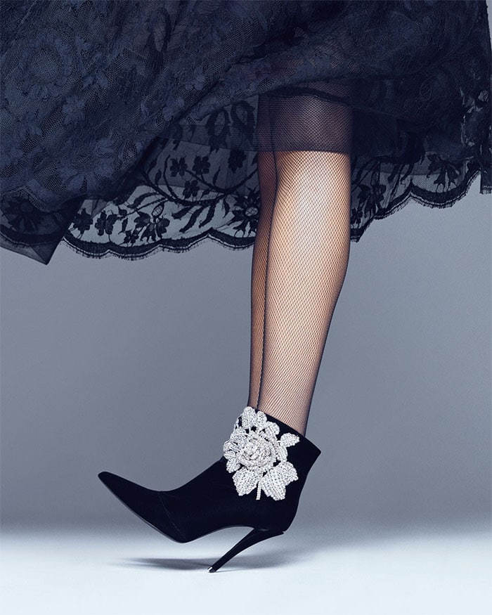 Roger Vivier Rose-Strass Velvet Booties