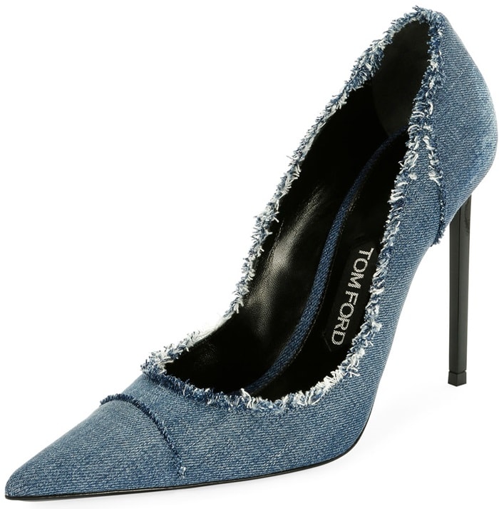 Tom Ford Denim Point-Toe Denim Pumps