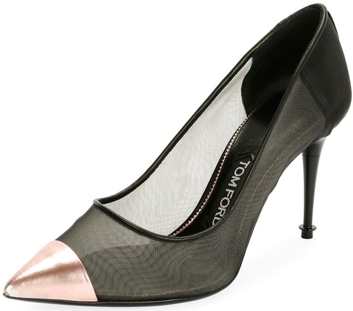 Tom Ford Pointed Mixed Mesh 85mm Pump