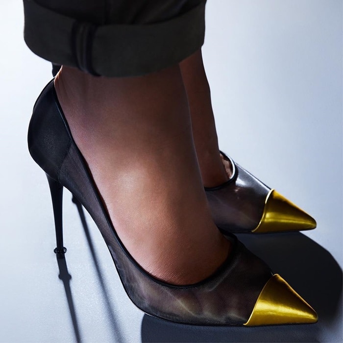Tom Ford Pointed Mixed Mesh 85mm Pump