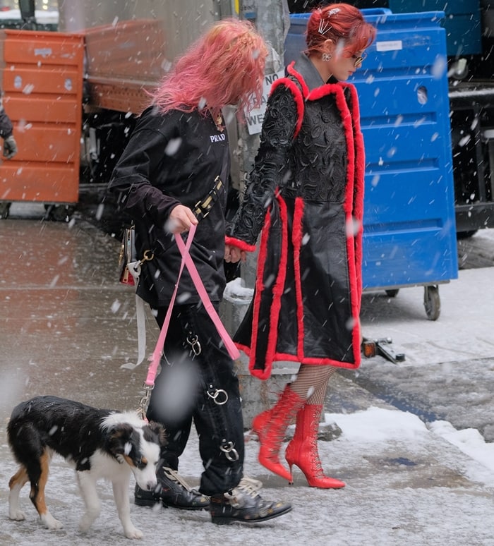 Bella Thorne in New York with her boyfriend Mod Sun during a snowstorm