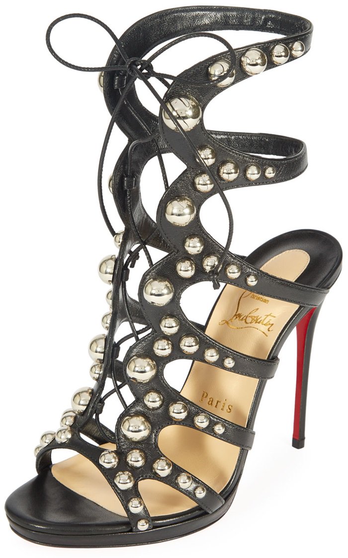 Christian Louboutin gladiator sandal in kidskin leather with bauble-stud detail