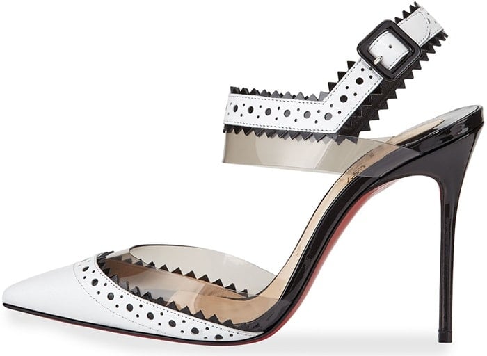 Christian Louboutin 'Chouette' Pinked-Edge Red Sole Pump, White