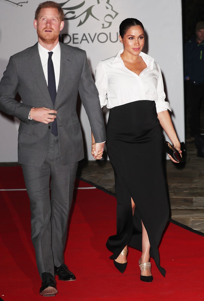 The Duke and Duchess of Sussex hold hands while arriving for the 2019 Endeavour Fund Awards held at Drapers’ Hall in London, England on February 7, 2019