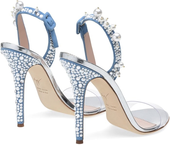 Plexi and suede Eliza sandal with crystals