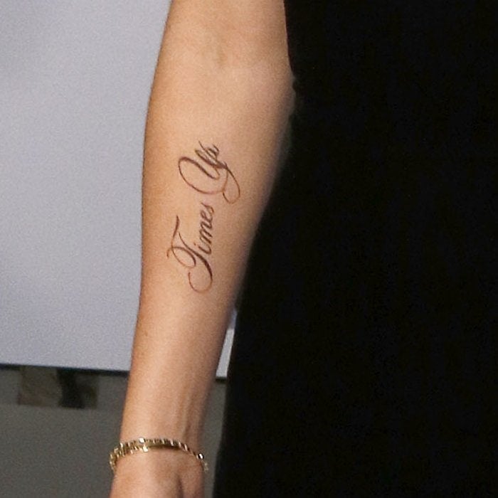 Emma Watson showed off a new temporary tattoo which reads "Times Up," rather than "Time's Up," the official title of the organization