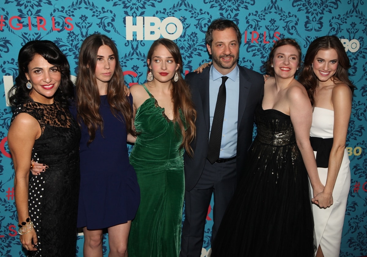 Producer Jenni Konner, Zosia Mamet, Jemima Kirke, producer Judd Apatow, actress/creator/executive producer Lena Dunham, and Allison Williams at the New York premiere of HBO's "Girls"