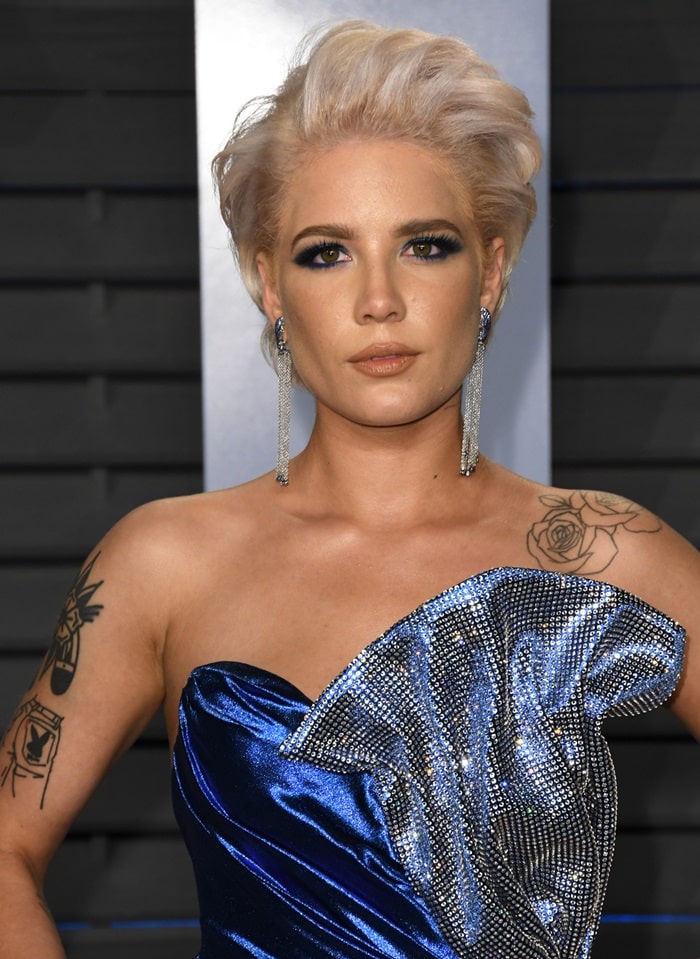 Halsey's blue Galia Lahav Spring 2018 Couture dress