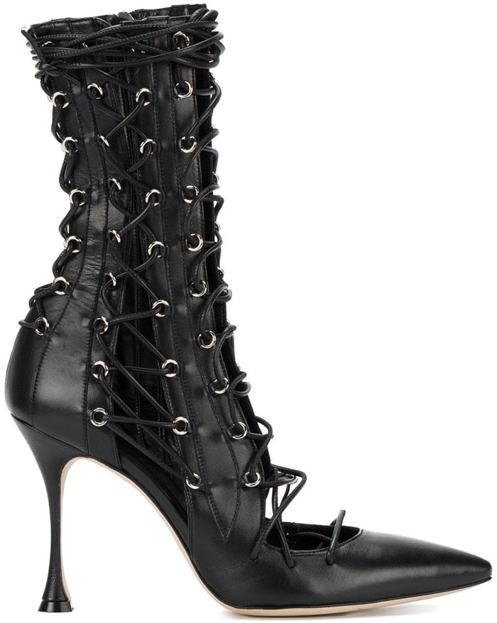 Black Liudmila 'Drury Lane' leather lace-up boots