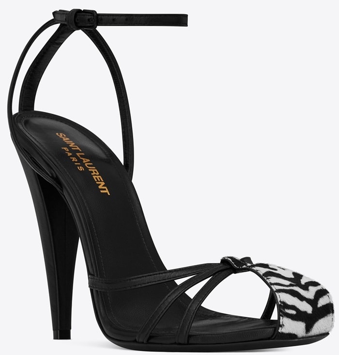 Saint Laurent 'Era' Cage Sandals with Black Leather Tiger Print