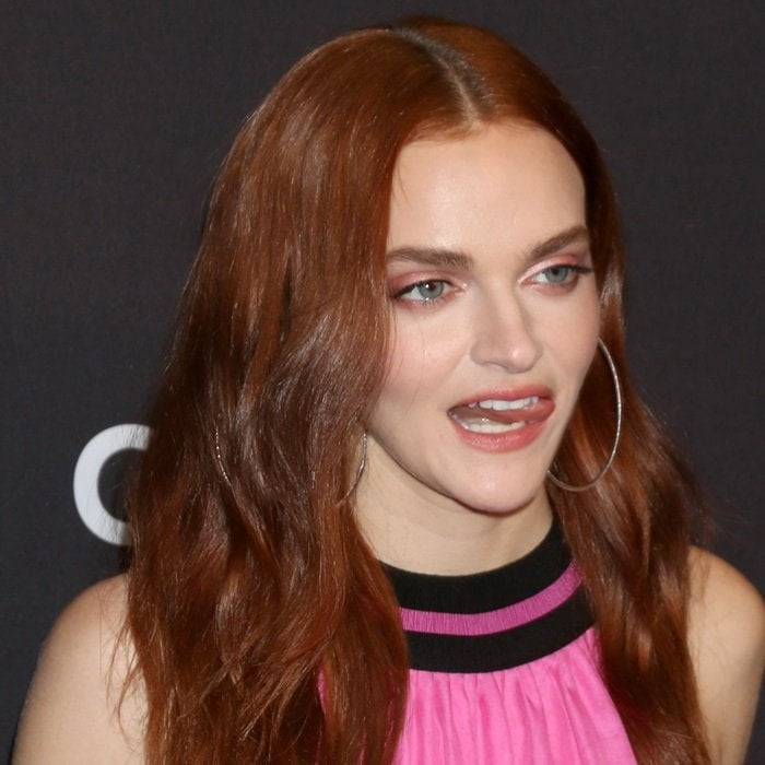 Madeline Brewer's Djula diamond hoop earrings and center part waves