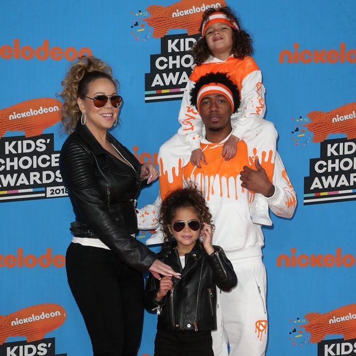 Mariah Carey and Nick Cannon with their twins at the 2018 Nickelodeon Kids’ Choice Awards