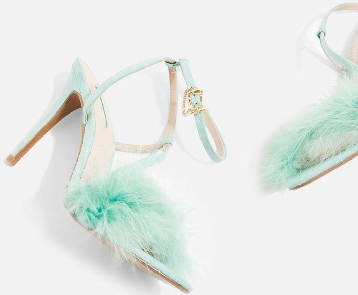 Mint 'Racey' Feathered Heeled Sandals