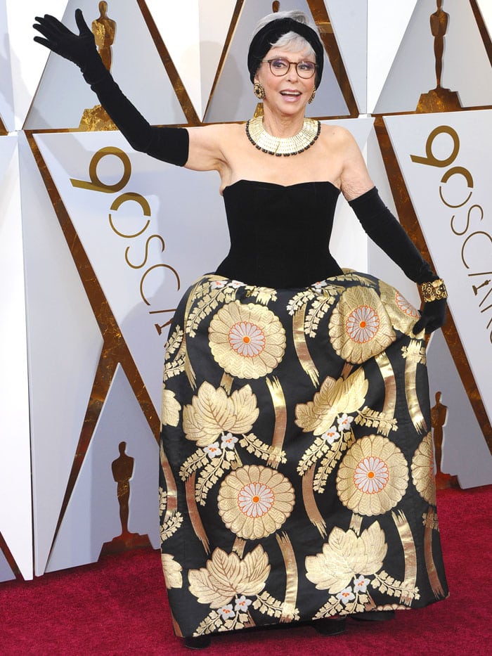 Rita Moreno rewearing her 1962 Oscars gown.