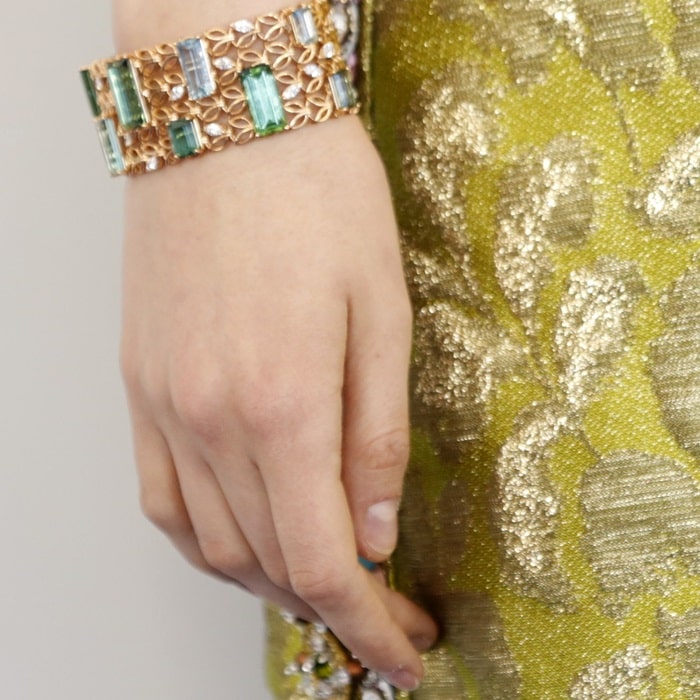 Saoirse Ronan wearing a bracelet in 18-carat rose gold