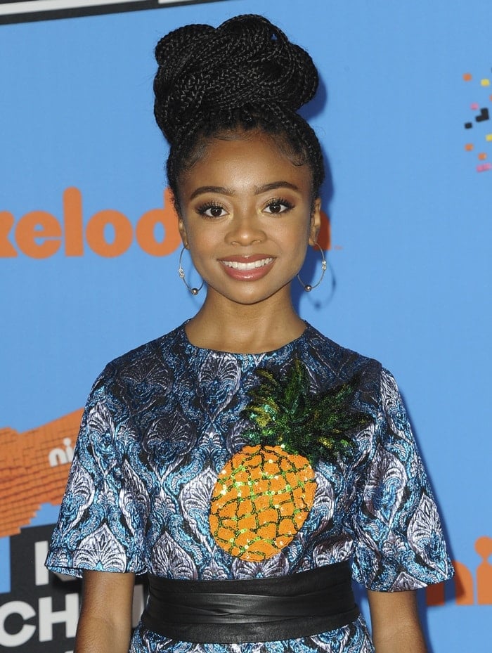 Skai Jackson's 'Furby' pineapple brocade top from Alcoolique's Resort 2018 collection