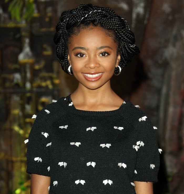 Skai Jackson's appliqued knit top by Emporio Armani