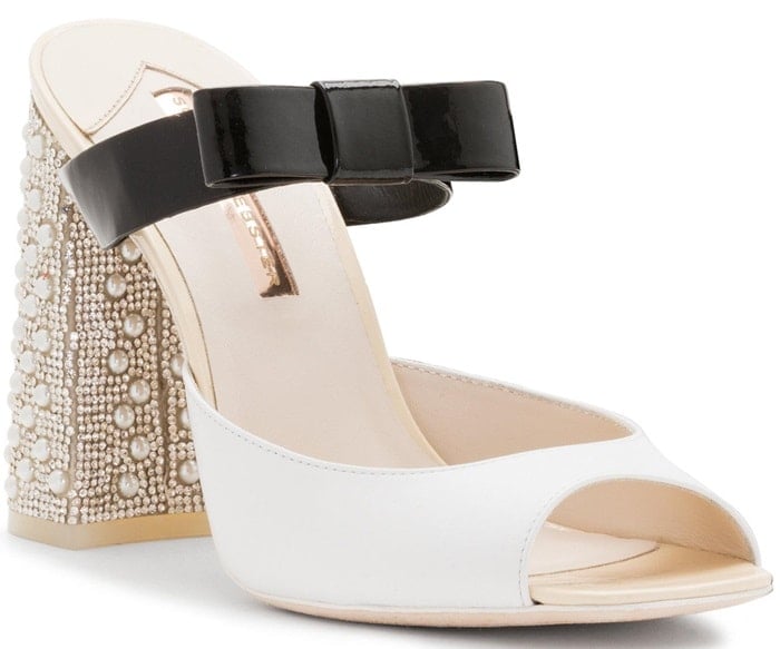 Andie Embellished Two-Tone Leather Mules