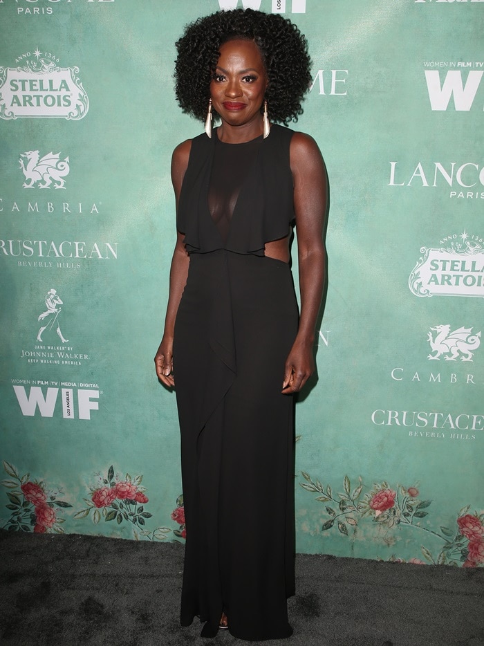Viola Davis wearing an ultra-sheer BCBG Max Azria gown