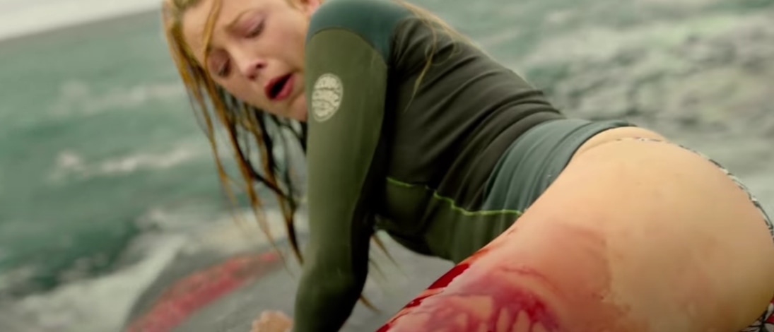 Playing medical student Nancy Adams on a surfing trip to Mexico, Blake Lively gets attacked by a shark in The Shallows