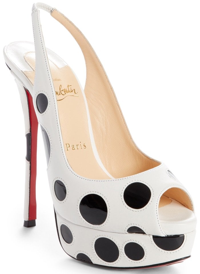 White Christian Louboutin Bubble Up Polka Dot Pump