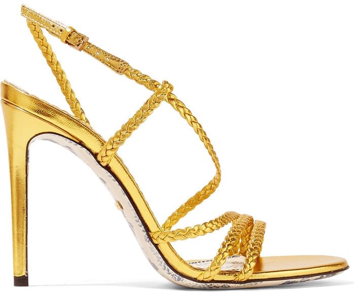 Gold leather 'Haines' braided metallic leather sandals