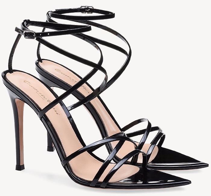 Gianvito Rossi 'Kim' black patent sandals