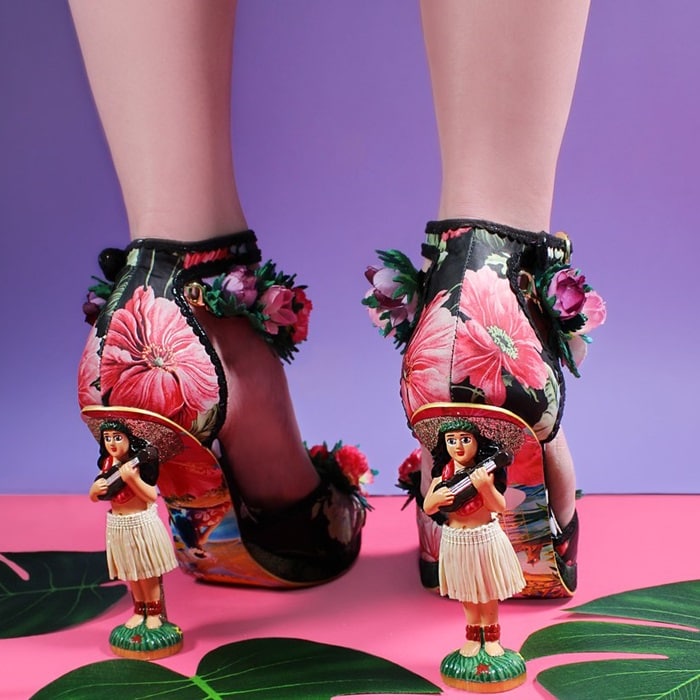 Hawaiian-Inspired Shoes With Hula Girl Heels