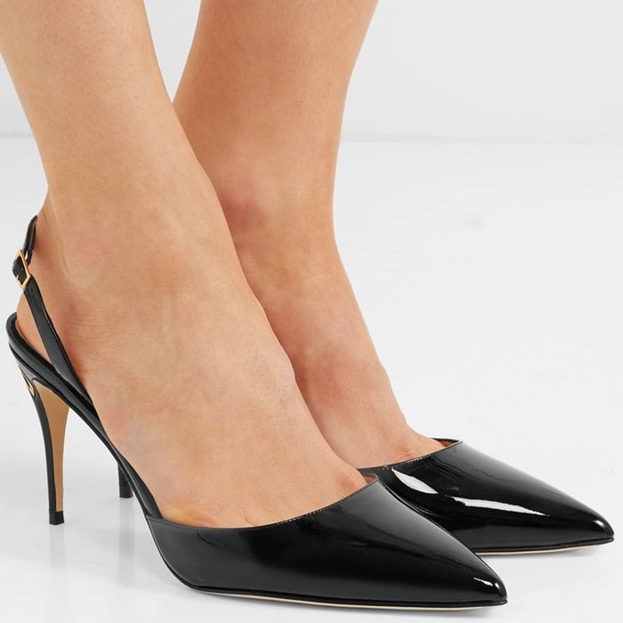 Black 'Vittorio' patent-leather slingback pumps