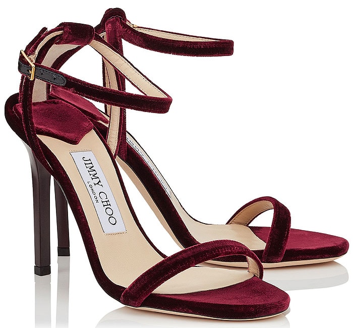 Jimmy Choo 'Minny' bordeaux velvet sandals