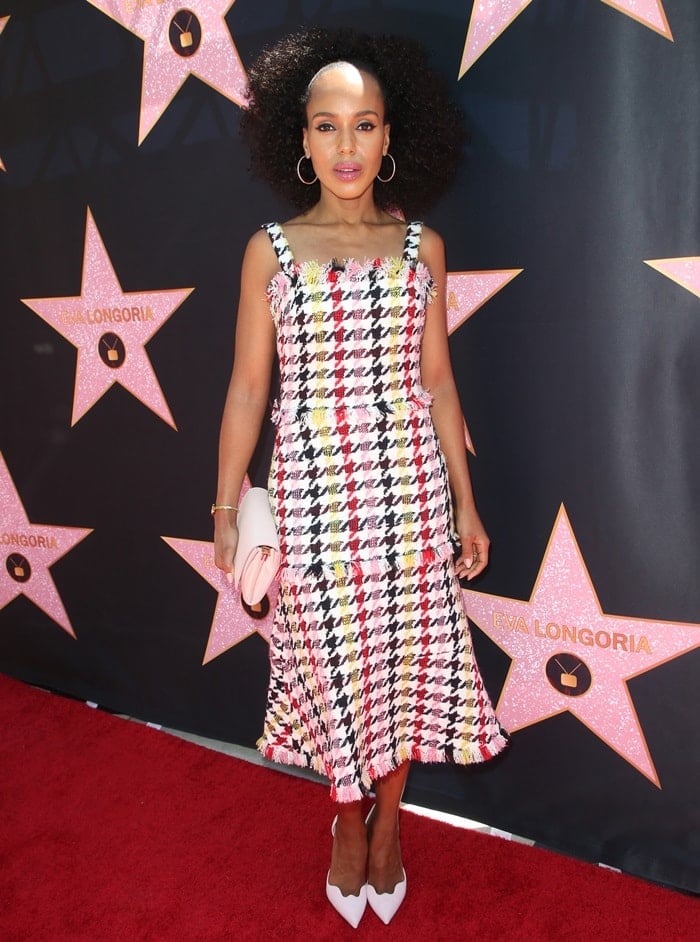 Kerry Washington walks the red carpet at a luncheon to celebrate Eva Longoria‘s star on the Hollywood Walk of Fame in Los Angeles on April 16, 2018