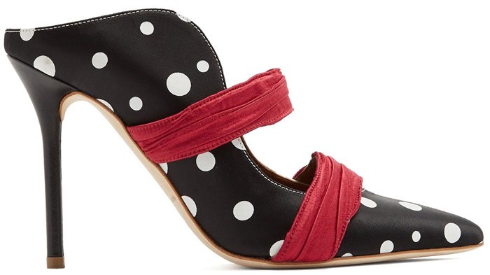 Black and White 'Maureen' Polka-Dot Mules