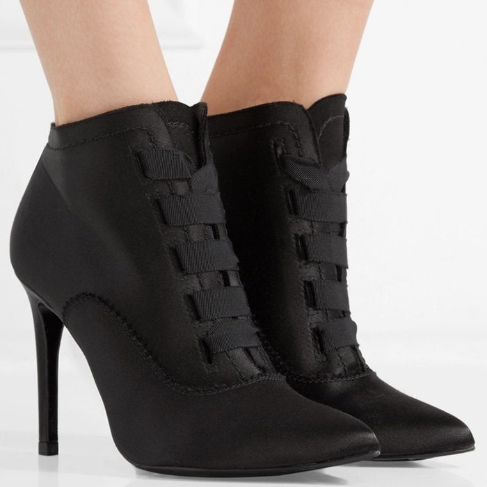 Pedro Garcia Ana grosgrain-trimmed satin ankle boots