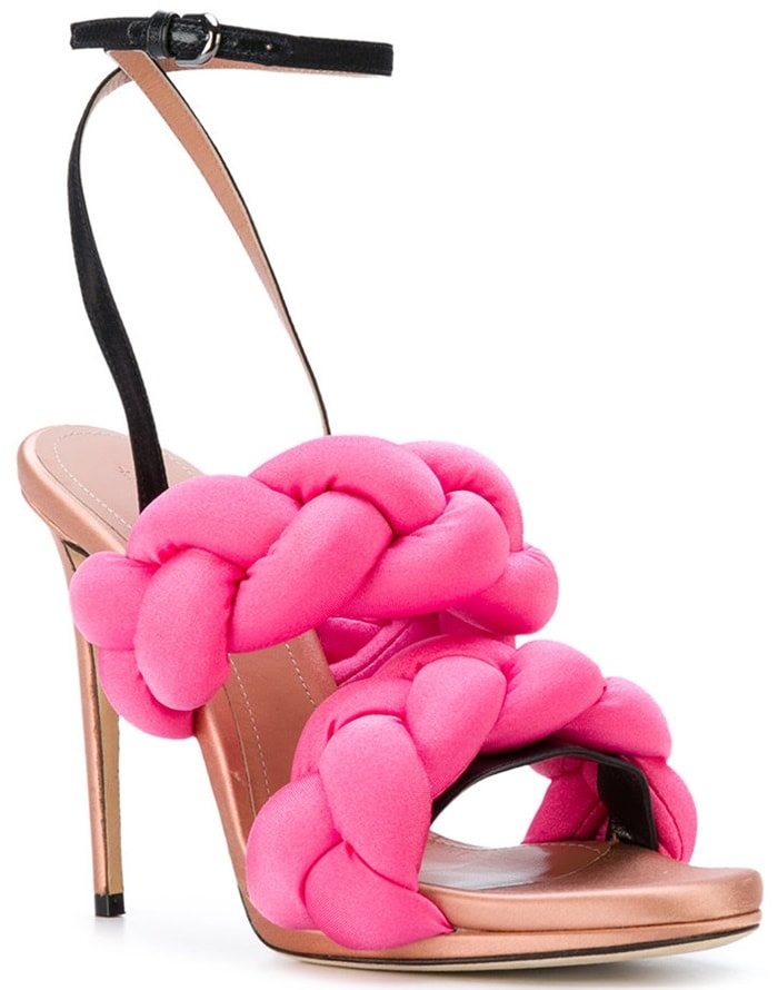 Pink leather pleated strappy sandals from Marco De Vincenzo