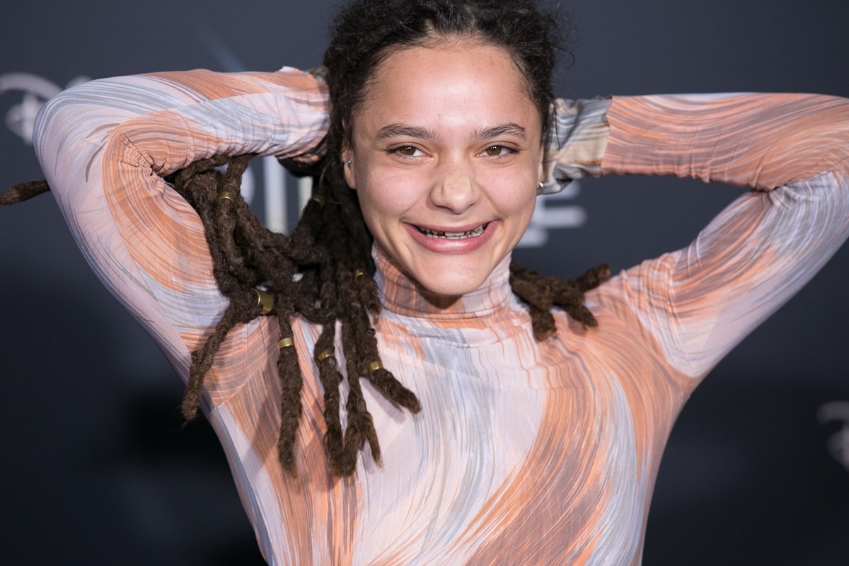 Sasha Bianca Lane flashes her teeth at the premiere of A Wrinkle In Time